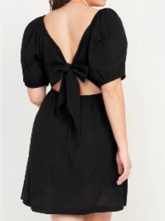 Old Navy Dresses & Skirts - Old Navy Black Back-Tie Puff Sleeve Mini Dress Size XL